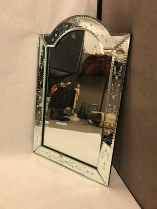 Vintage Etched Glass Wall Mirror Decorative Collectibles Decor