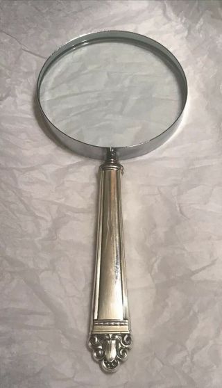 Vintage Cartier Sterling Silver Acanthus Handle Large Magnifying Reading Glass