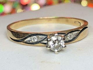 Estate Vintage 14k Gold Natural Diamond Ring Wedding Engagement