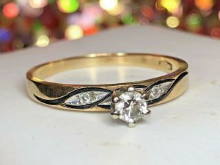 ESTATE VINTAGE 14K GOLD NATURAL DIAMOND RING WEDDING ENGAGEMENT 3