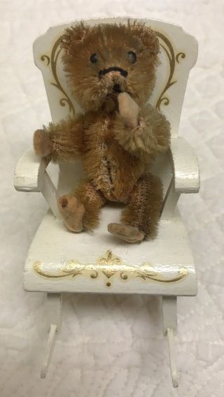 Vintage Antique 2.  5” Schuco Piccolo Teddy Bear Jointed Mohair Felt Pads Germany