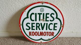 Vintage City Service Gasoline Sign,  Porcelain Vintage Oil,  Gas,  Pump Plate