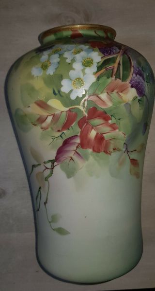 Old Vintage Hand Painted Nippon Porcelain Large Vase