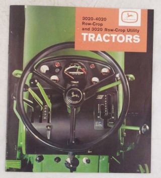 John Deere 3020 4020 Row Crop Utility Tractor 64 Vintage Brochure Accessories Jd