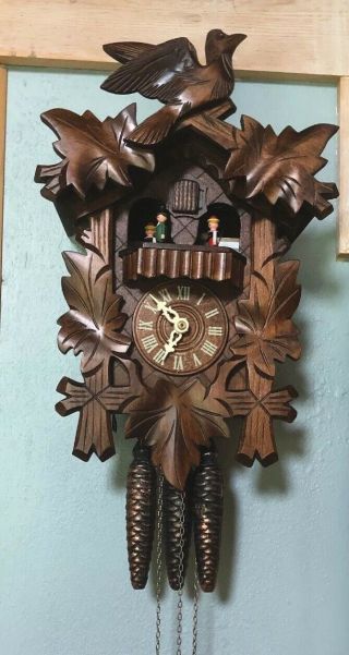 Vintage Animated Musical Black Forest Cuckoo Clock