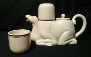 Fitz & Floyd Pottery Camel Teapot With 2 Cups Vintage 1978 Complete With Lid