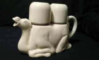 Fitz & Floyd Pottery Camel Teapot with 2 Cups Vintage 1978 Complete with Lid 4