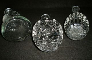 Rare Antique BACCARAT Crystal Glass Set of 3 Decanter w/ Deeply Cut Pattern 10