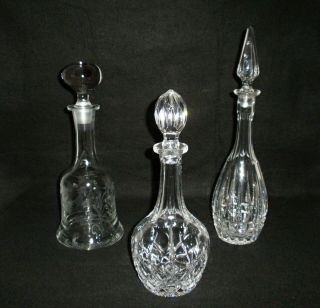 Rare Antique BACCARAT Crystal Glass Set of 3 Decanter w/ Deeply Cut Pattern 12