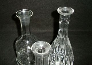 Rare Antique BACCARAT Crystal Glass Set of 3 Decanter w/ Deeply Cut Pattern 9