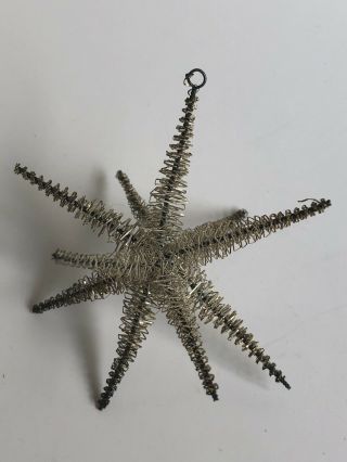 Set Of 6 Antique Vintage Gold Metallic Tinsel Wire Star Christmas Tree Ornaments 4