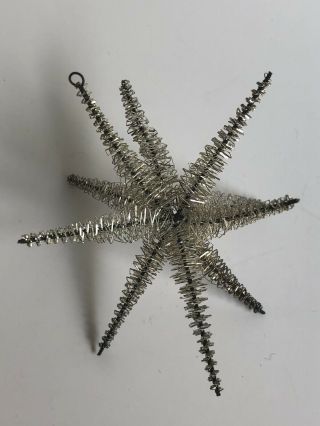 Set Of 6 Antique Vintage Gold Metallic Tinsel Wire Star Christmas Tree Ornaments 5