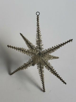 Set Of 6 Antique Vintage Gold Metallic Tinsel Wire Star Christmas Tree Ornaments 8