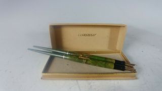 Vintage Pair Wahl Eversharp Gold Seal Desk Fountain Pen 14kt 2 Nib Box