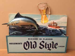 Rare Vintage Heileman’s Old Style Beer Sign 1950’s Deep Sea Fishing