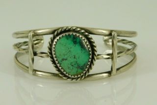Vintage Southwestern Sterling Silver Green Turquoise Cuff Bracelet