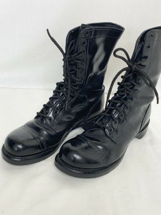 Vintage Corcoran Cap Toe Combat Boots Mens Black Leather Size 9.  5 D