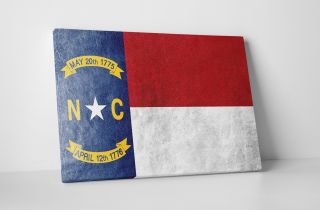 Vintage North Carolina State Flag Gallery Wrapped Canvas Wall Art