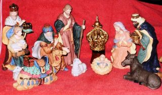 13 Piece Porcelain Handpainted Nativity Figurines Set Kirkland Signature Vintage