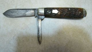 Old Vintage Maher & Grosh Double Blade Folding Pocket Knife W Bone Handle Kk237