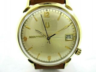 Vintage Bulova Accutron 14k Gold Filled Quartz Swiss Wristwatch Circa 1970 