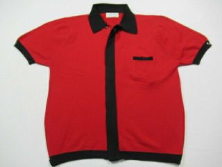 Vintage 60s Puritan Button Shirt Rockabilly Red & Black Ban - Lon Knit Usa Small