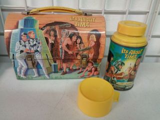 Vintage 1967 Aladdin Its About Time Metal Dome Lunchbox Complete With Thermos