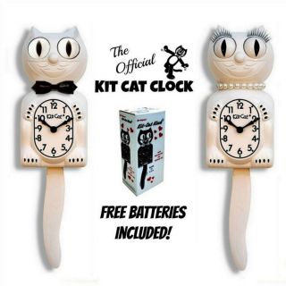 White Kit Cat Clock 15.  5 " Battery Made In The Usa Official Kit - Cat Klock