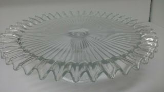 Vintage Clear Glass Cake Stand With Ruffled Edge.  Eapg? Just Stunning