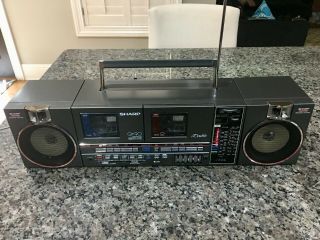 Sharp Qt - 90 Boombox Vintage And Perfect Dual Cassette With Radio