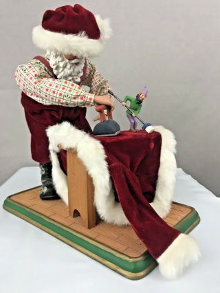 Santa Claus Christmas Sculpture Figure Santa And Elf Ironing His Suit Vtg