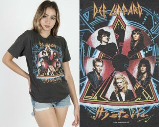 Vintage 80s Def Leppard Hysteria Concert Tour Metal Hard Rock Band Tee T Shirt