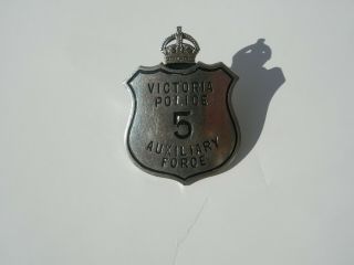 Victorian Police Auxiliary Force Cap Badge Number 5 - Marker Marked (rare)