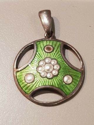 Antique Art Nouveau Sterling Silver Enamel Pendant Charles Horner 1888