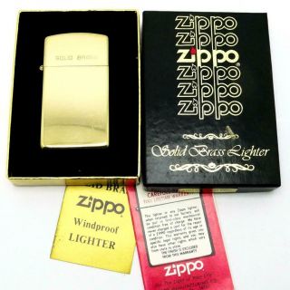 Vintage 1932 1983 Zippo 1654 High Polish Brass Slim Lighter - Near