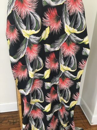 Vtg Zomba Black Tropical BARKCLOTH Curtain Panel Fabric 86” x 46” 2