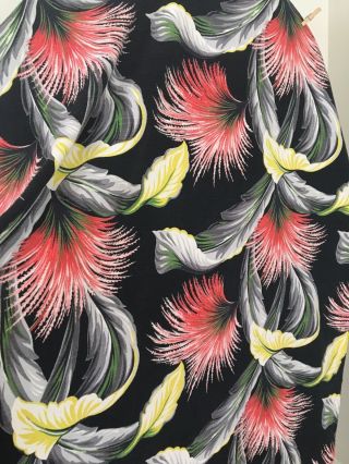 Vtg Zomba Black Tropical BARKCLOTH Curtain Panel Fabric 86” x 46” 5