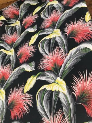 Vtg Zomba Black Tropical BARKCLOTH Curtain Panel Fabric 86” x 46” 6