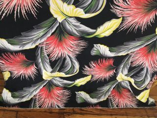 Vtg Zomba Black Tropical BARKCLOTH Curtain Panel Fabric 86” x 46” 7