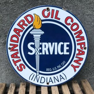 Vintage Standard Oil Gasoline Porcelain Torch Service Station Pump Plate Sign