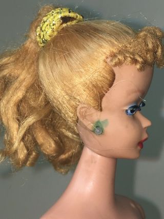 Vintage 1960 Number 3 Barbie Doll; Blonde Ponytail,  Blue Eyeshadow, 2