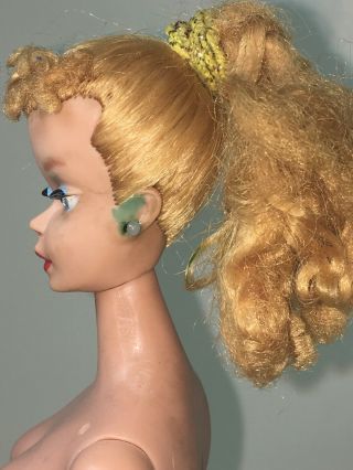Vintage 1960 Number 3 Barbie Doll; Blonde Ponytail,  Blue Eyeshadow, 3