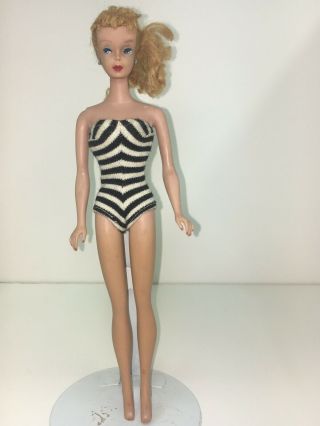 Vintage 1960 Number 3 Barbie Doll; Blonde Ponytail,  Blue Eyeshadow, 5