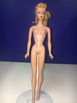 Vintage 1960 Number 3 Barbie Doll; Blonde Ponytail,  Blue Eyeshadow, 7