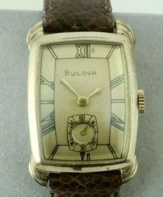Vintage Bulova Mens Wrist Watch 1941 Curvex Style Case Running