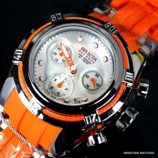 Ladys Invicta Reserve Bolt Zeus Swiss Made Orange 40mm White Mop Watch Rare