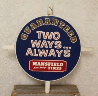 M Vintage Mansfield Tires Metal Advertising Sign / Tire Insert 15 3/4 "