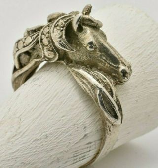 Vintage Sterling Silver Horse Head Band Ring Unisex Size 9