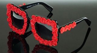 Rare Dolce & Gabbana Red Flowers Wedding Sunglasses Dg4253 501/8g