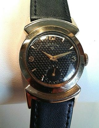 Elgin American made vintage Black Knight hand - winding gold - filled watch 3